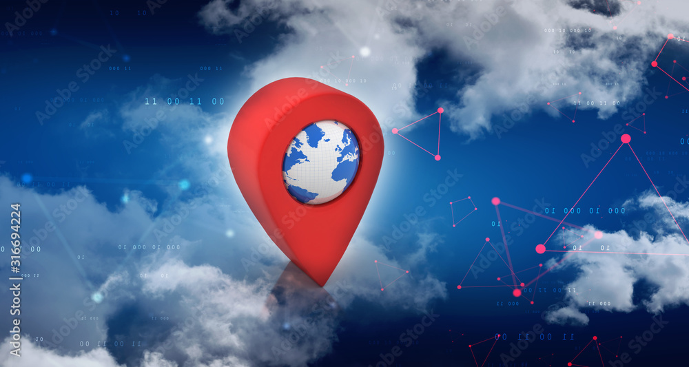 Poster 3d rendering red map pointer