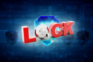 key and lock . 3D illustration