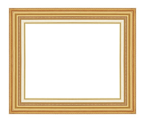 The antique gold frame on the white background with clipping path