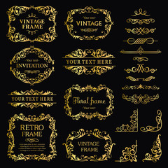 Vintage decorative element gold set