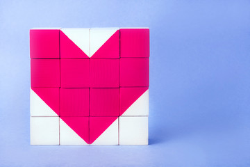 heart laid out of cubes. concept of medicine, valentines day, women's day, love, relationships..