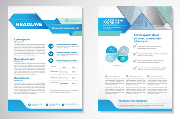 Template vector design for Brochure, AnnualReport, Magazine, Poster, Corporate Presentation, Portfolio, Flyer, infographic, layout modern with blue color size A4, Front and back, Easy to use and edit.