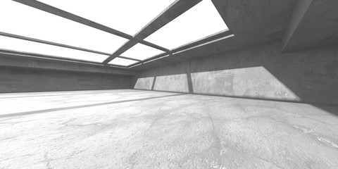 Dark concrete empty room. Modern architecture design