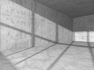 Dark concrete empty room. Modern architecture design