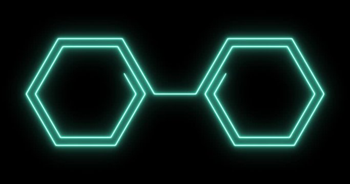 Neon spiral in the form of two connected hexagons.