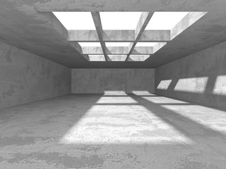 Dark concrete empty room. Modern architecture design