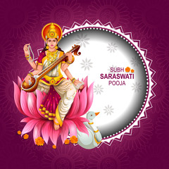 easy to edit vector illustration of Goddess Saraswati for Vasant Panchami Puja of India