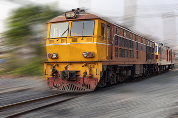 Obraz premium The train is running on the rails.