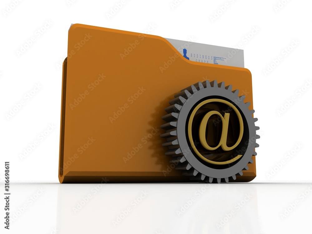Poster 3d rendering folder icon email