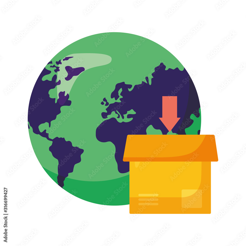 Poster logistic delivery service with world planet