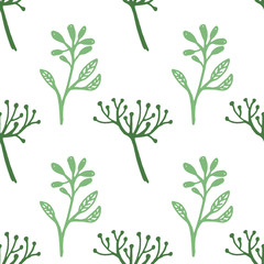 vintage vector seamless pattern of hand drawn tree branches with leaves and flowers. Spring time, blossom, floral, cute.