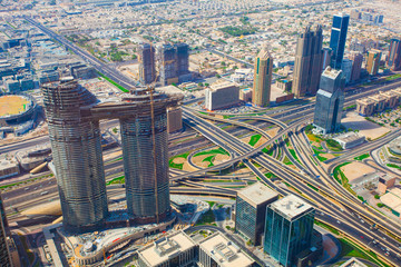Fototapeta na wymiar aerial view in Dubai city, aerial scene