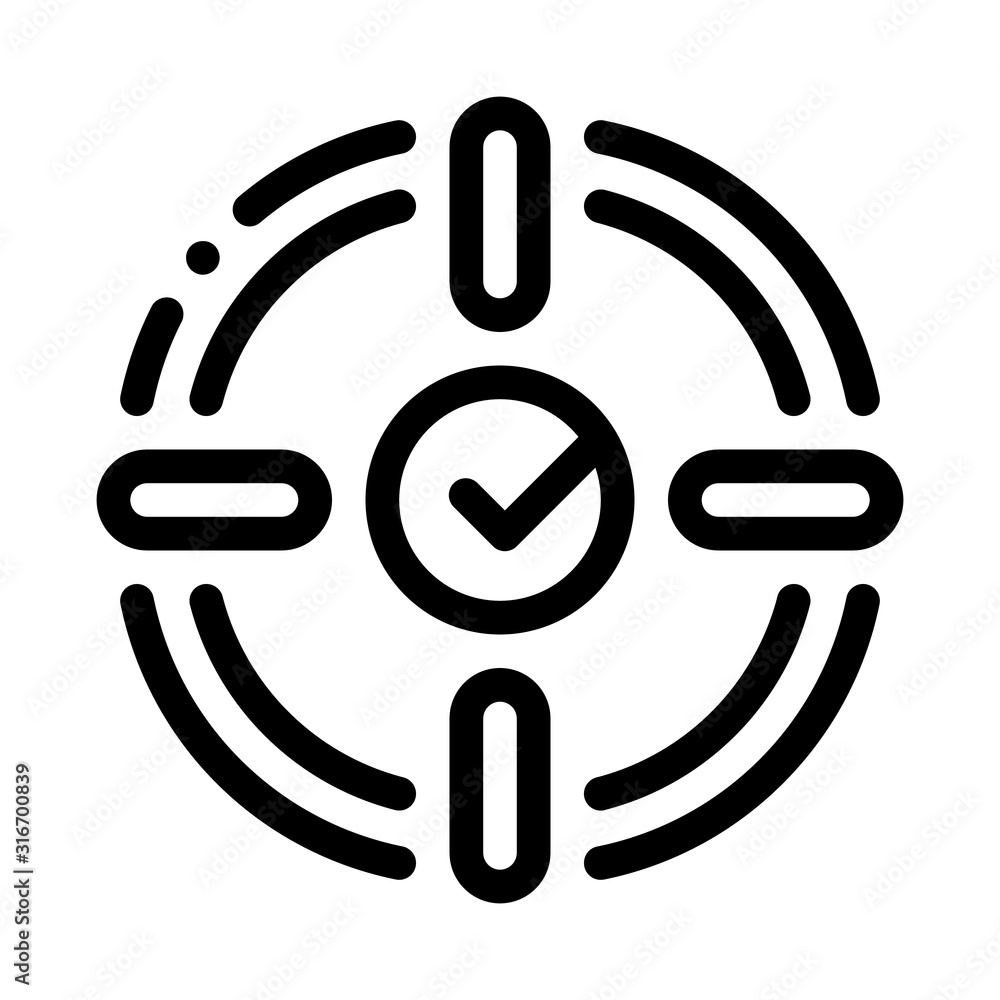 Aufkleber target check mark icon vector. outline target check mark sign. isolated contour symbol illustration