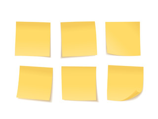 Yellow sticky notes set. Suitable for notes, advertising, and other