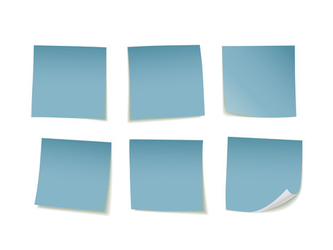 Blue sticky notes set. Suitable for notes, advertising, and other