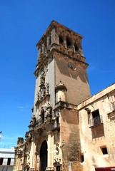Fototapeta na wymiar Santa Maria church tower, Arcos de la Frontera, Spain.