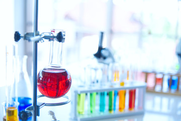 science medical use technology  medicine lab in hospital. scientist doing some research vaccine anti virus sample.technology medical of chemist  scientist working with microscope ware glass safty test