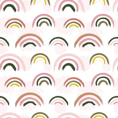 Tapeten Skandinavisches Muster. Kreativer Baby-Regenbogendruck. Kindergarten Kinder Stoff nahtlose Textur. Vektor kindische Zeichnung Dekoration Hintergrund. Kindisch trendige skandinavische Verpackung und Tapetenillustration © MicroOne