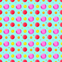 Colorful polka dot seamless pattern watercolor painting illustration design
