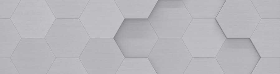 Wide Hexagon Metal Background (Website Head) (3D Illustration)