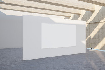 Gallery interior with empty banner