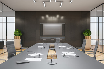 Conference interior room with blank plasma