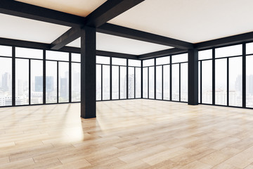 Fototapeta na wymiar Contemporary interior with black columns