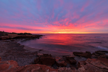 Sunrise on the beach of la renega in Oropesa