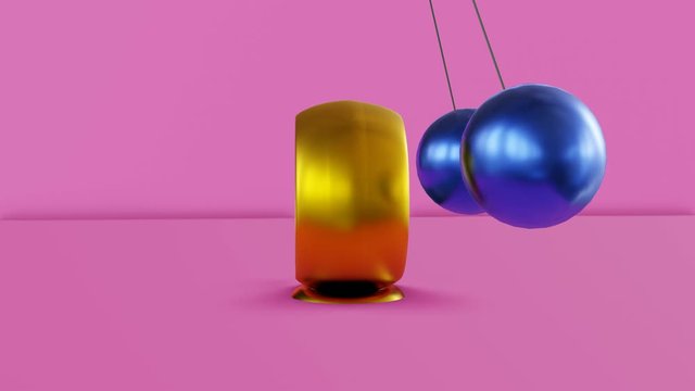 blue spheres swinging through a rotating ring, seamless animation with geometric shapes objects, 4k loop