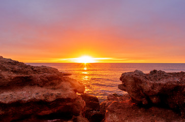 Sunrise on the beach of la renega in Oropesa