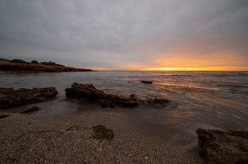 Fototapeta na wymiar Sunrise on the beach of la renega in Oropesa