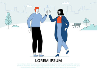 Informal greeting flat banner vector template.