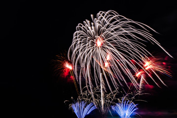 Fireworks on the sky background.