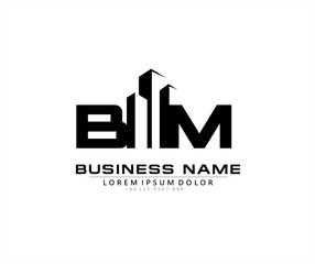 B M BM Initial building logo concept