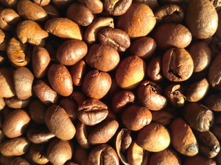 coffee beans on black background