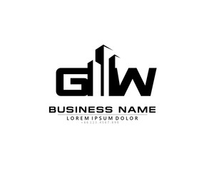 G W GW Initial building logo concept