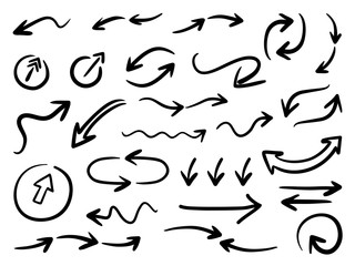 Hand drawn arrow vector icons set. sketch arrow design for business plan and education.