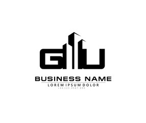G U GU Initial building logo concept