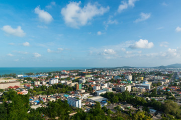 Viewpoint at the hilltop of Khao Tang Kuan you can see the city of Songkhla 360 degrees, Songkhla, Thailand...