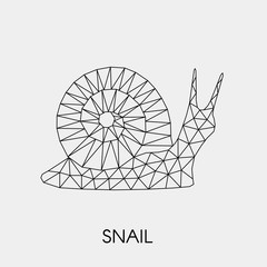 Geometric polygonal snail. Abstract linear animal. Vector illustration. Snail template.