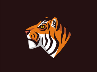 Vector tiger head. Illustration of a wild cat.