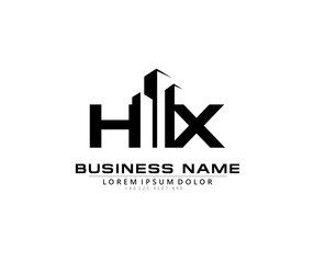 H X HX Initial building logo concept
