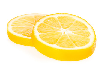 Lemon slices isolated on a white background.