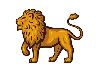 Vector illustration of a lion. Golden lion in full growth.