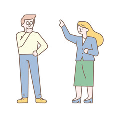 Simple Line art business people vector