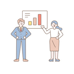 Simple Line art business people vector