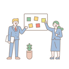 Simple Line art business people vector