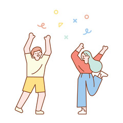 line art happy couple vector