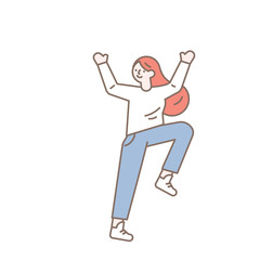 line art happy girl vector