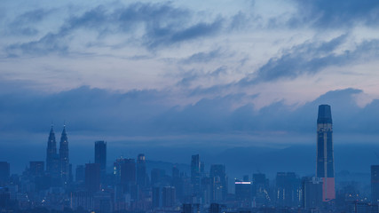 Fototapeta na wymiar Kuala Lumpur city early morning blue hour.